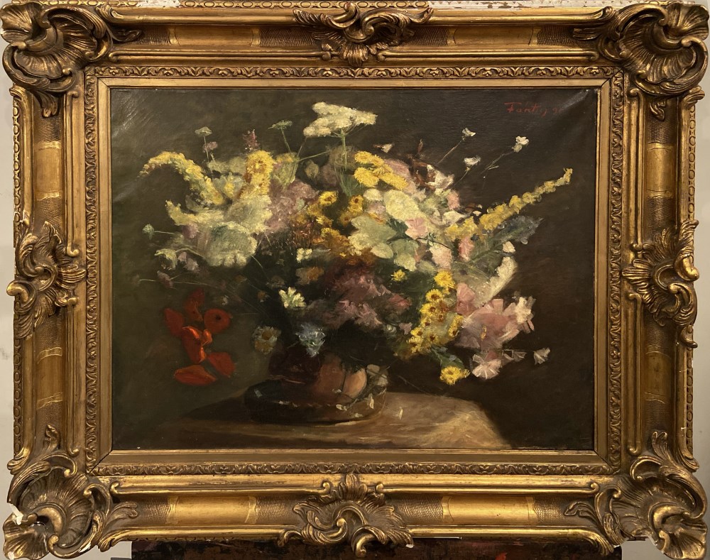 Lot #1918: HENRI FANTIN-LATOUR [imputée] - Nature morte: fleurs veloutées - Oil on canvas