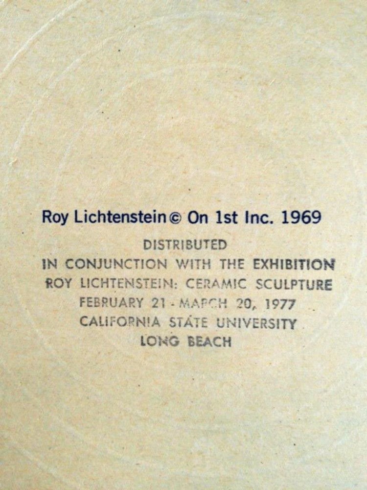 Lot #452: ROY LICHTENSTEIN - Paper Plate - Original color screenprint, in yellow, red, and blue, on white paper plate