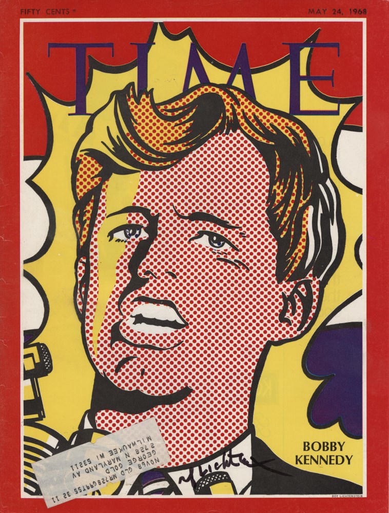 Lot #1574: ROY LICHTENSTEIN - Bobby Kennedy - Color offset lithograph