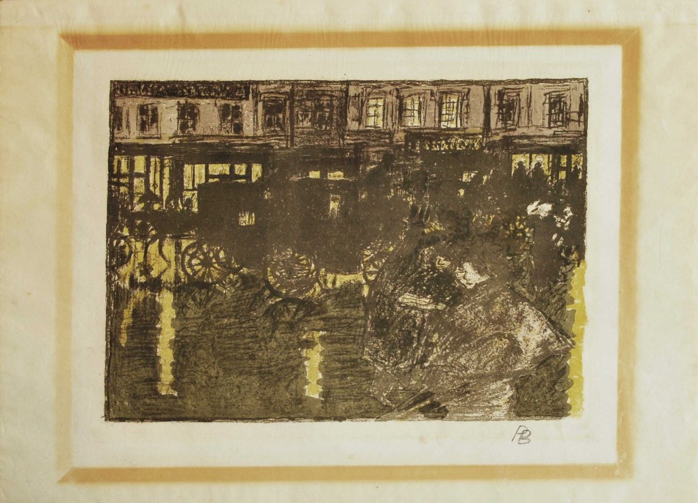 Lot #1324: PIERRE BONNARD - Rue, la soir, sous la pluie - Original four color lithograph