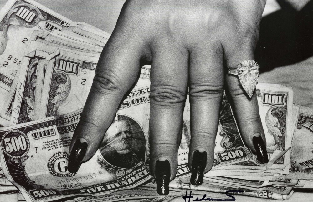 Lot #1693: HELMUT NEWTON - Fat Hand and Dollars, Monte Carlo - Original photolithograph