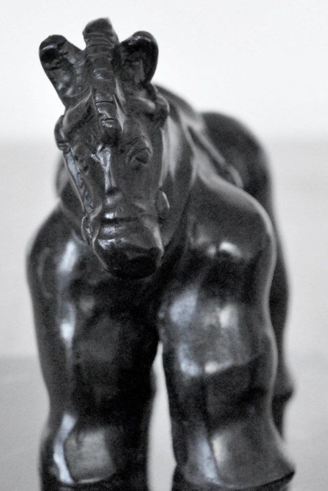 Lot #1590: FERNANDO BOTERO [imputée] - Caballo Pequeño con Silla de Montar - Bronze sculpture with dark brown patina