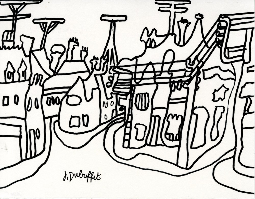 Lot #2695: JEAN DUBUFFET [d'après] - Village aux antennes - Original drawing (black marker)