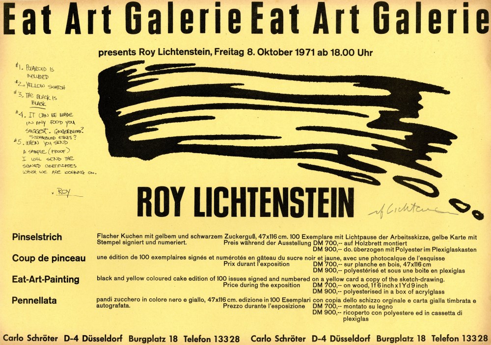 Lot #1586: ROY LICHTENSTEIN - Brushstroke: Eat Art Galerie - Original lithograph