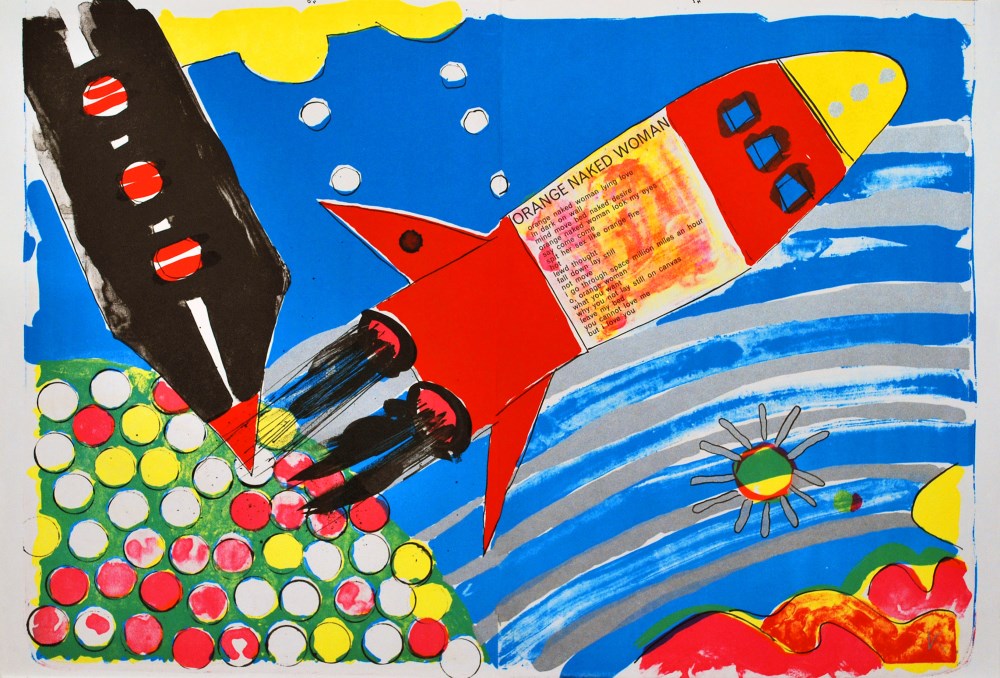 Lot #2631: KIKI KOGELNIK [kiki o.k.] - Rocket Ship - Color lithograph