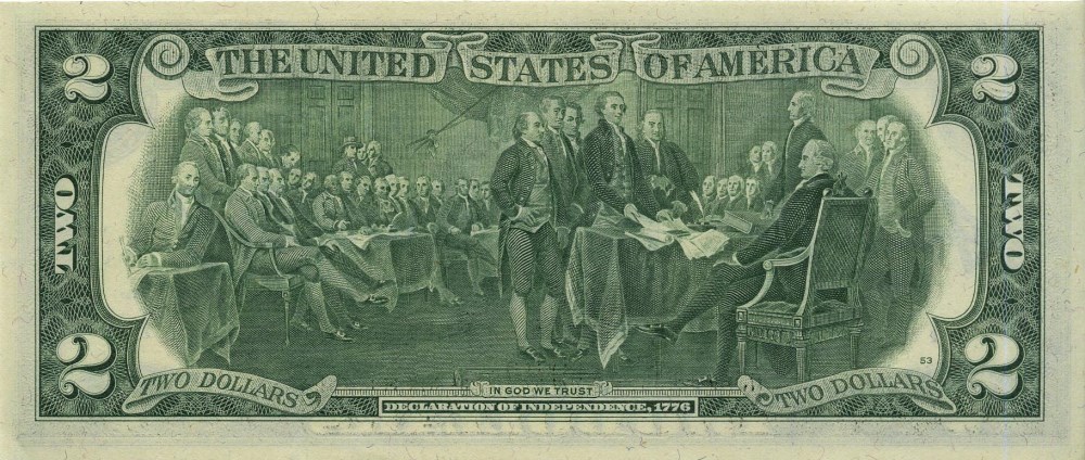 Lot #1449: ANDY WARHOL - Two Dollar Jefferson - Color engraving and letterpress
