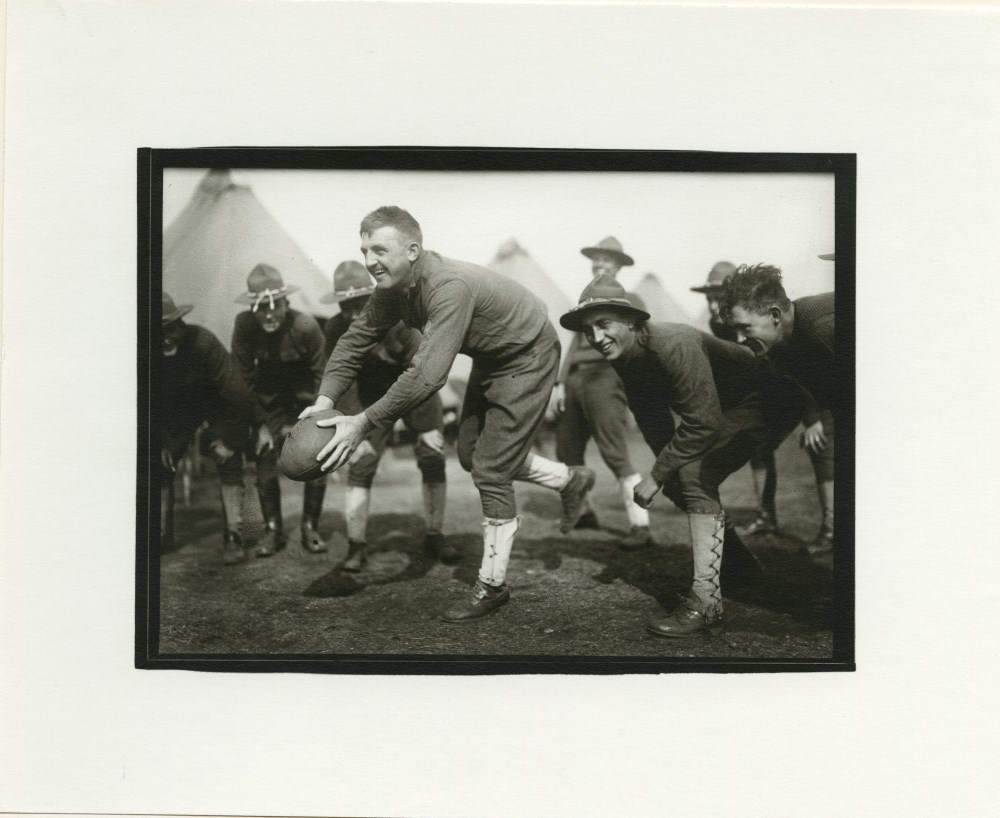 Lot #2124: LEWIS HINE - Football, Army Camp - Silver gelatin print