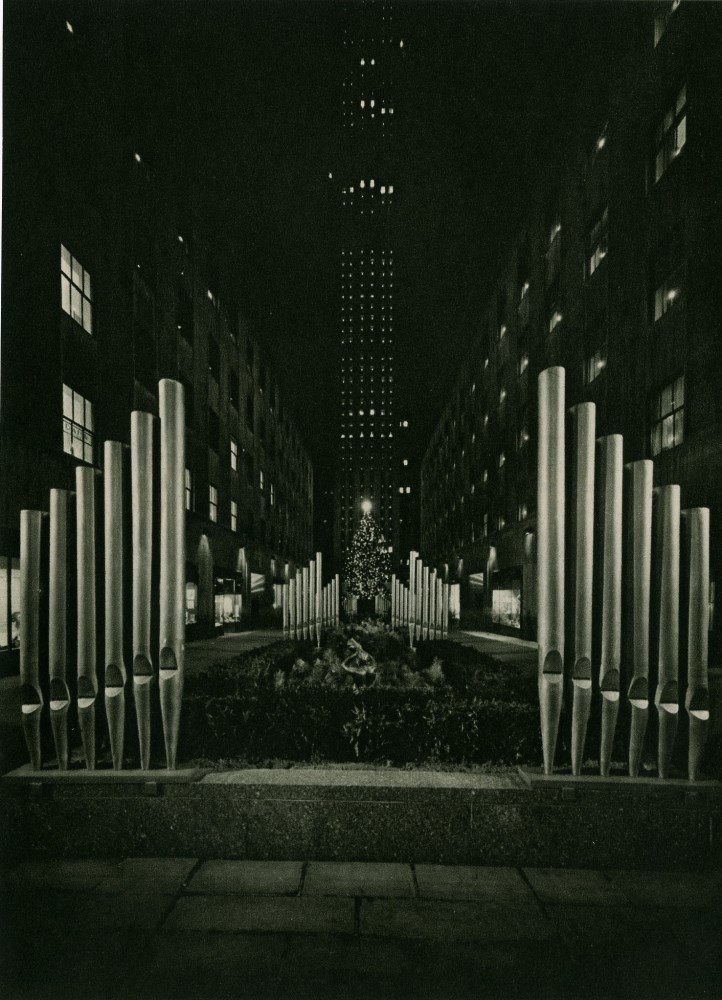 Lot #2664: WENDELL MACRAE - Organ Pipes, The Channel, Rockefeller Center - Original vintage photogravure