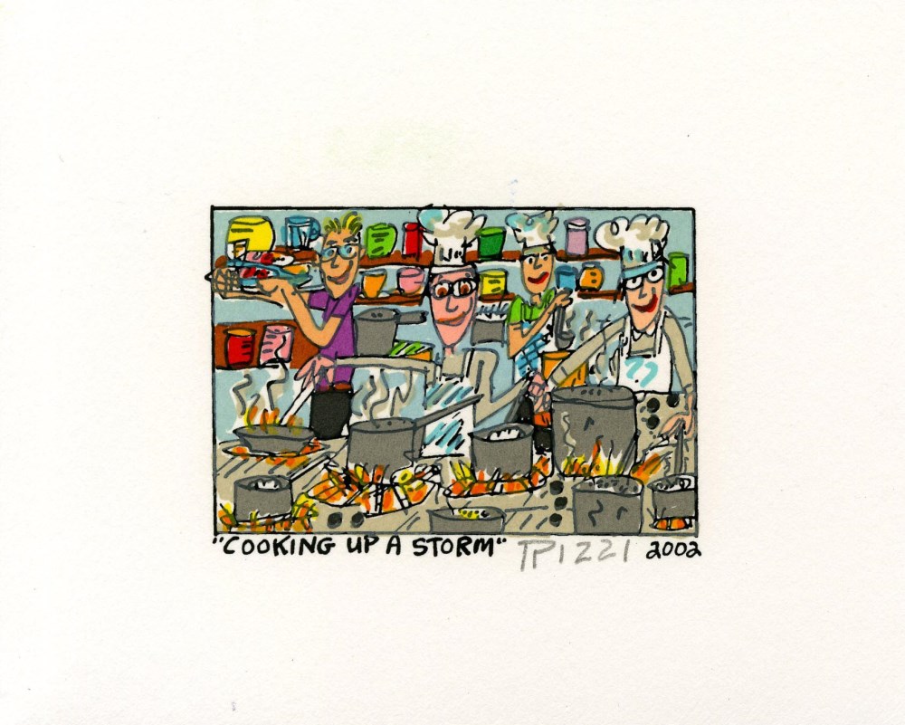 Lot #1944: JAMES RIZZI - Cooking Up a Storm - Color lithograph