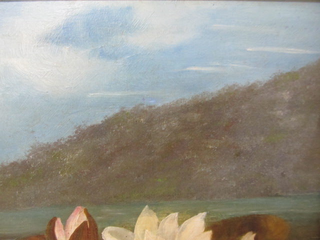 Lot #723: JOHN LAFARGE - Water Lilies - Oil on panel