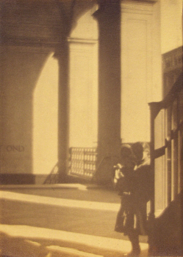 Lot #217: WILLIAM GORDON SHIELDS - Figures by the Staircase, New York City - Vintage albumen print