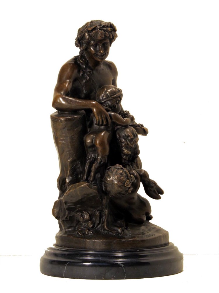 Lot #2061: CLODION [imputée] - Satyress et deux putti a une bacchanale - Bronze sculpture