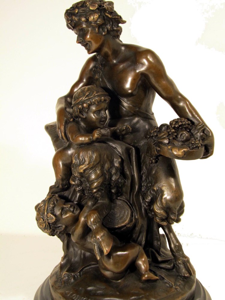 Lot #2061: CLODION [imputée] - Satyress et deux putti a une bacchanale - Bronze sculpture