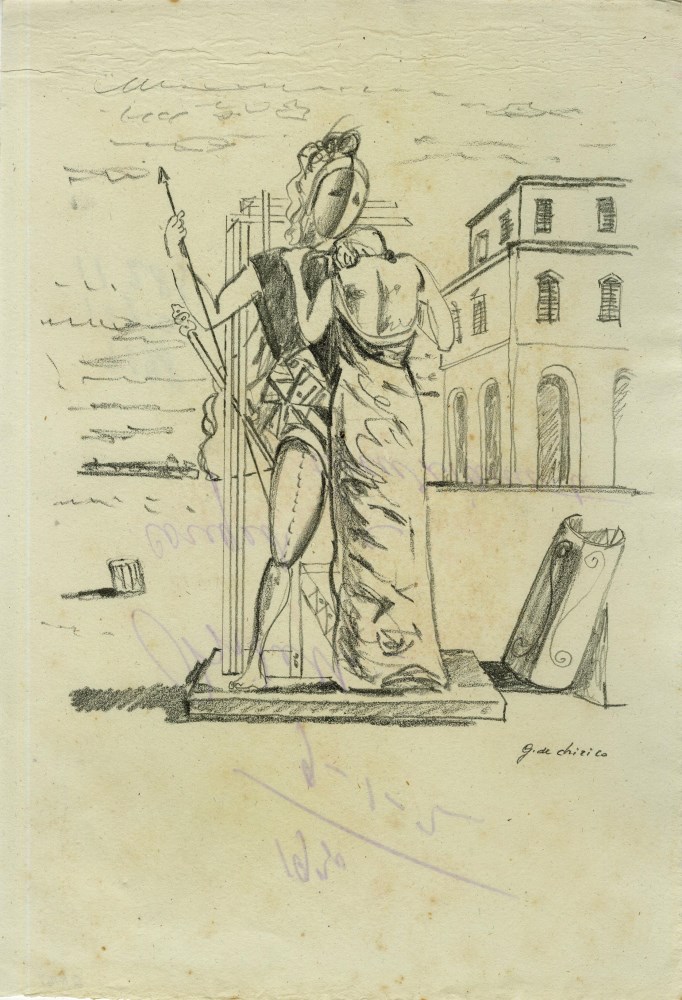 Lot #1764: GIORGIO DE CHIRICO [d'après] - Il Consolatore - Pencil drawing on paper