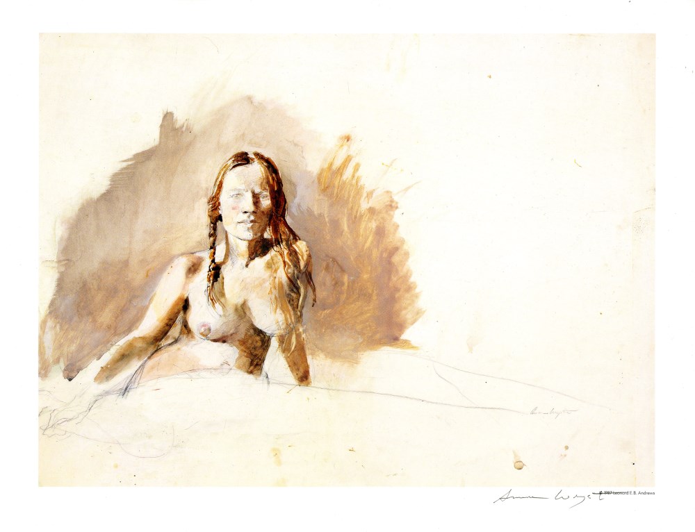 Lot #1025: ANDREW WYETH - Helga, Nude - Color offset lithograph