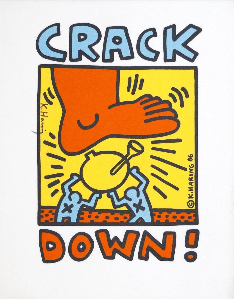 Lot #1639: KEITH HARING - Crack Down! - Colored inks on fabric