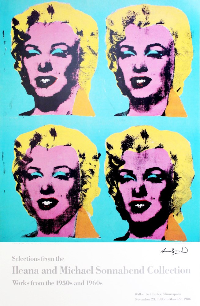 Lot #985: ANDY WARHOL - Four Marilyns - Color offset lithograph poster