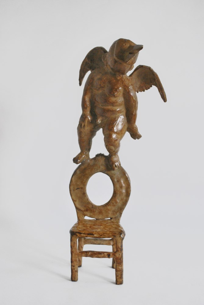 Lot #1531: JORGE MARIN [d'après] - Angel en una Silla III - Bronze sculpture with light brown patina