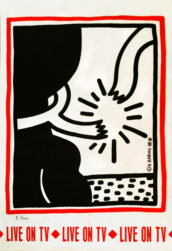 Lot #1099: KEITH HARING - Live on TV - Color offset lithograph