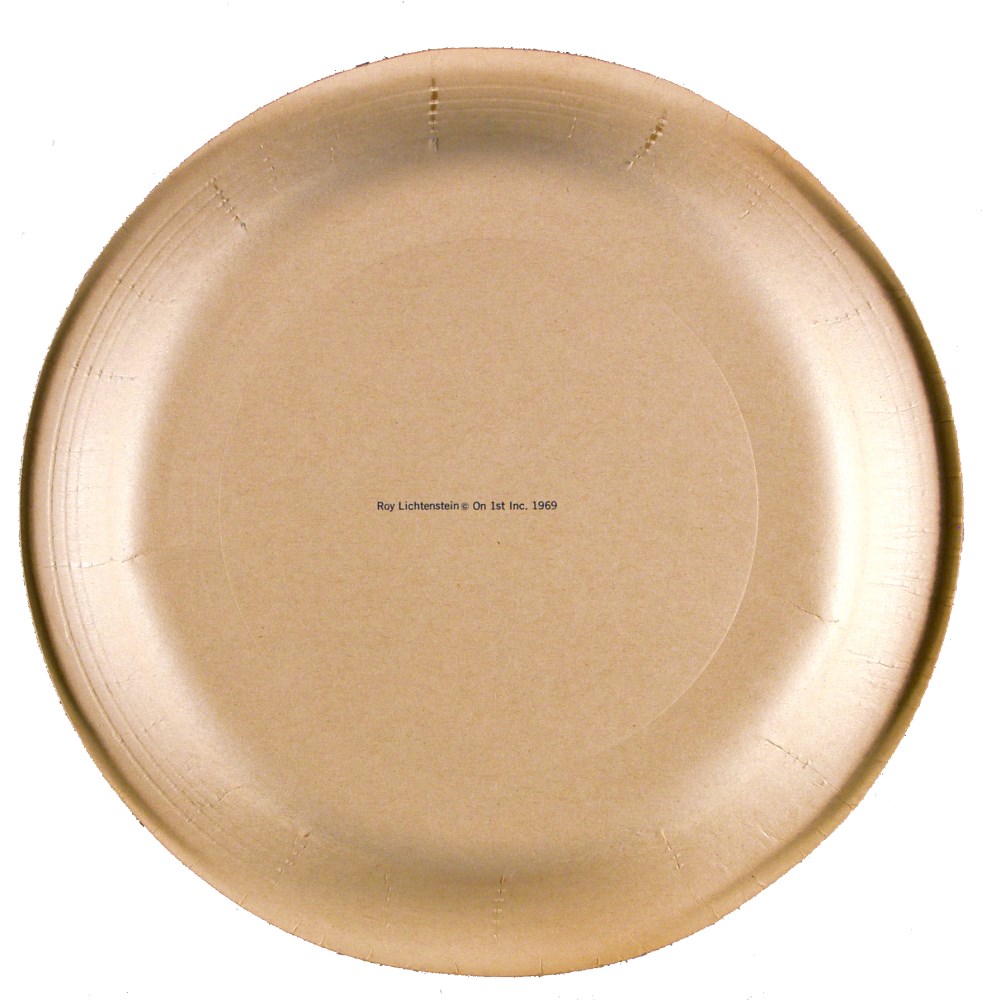 Lot #453: ROY LICHTENSTEIN - Paper Plate - Original color screenprint, in yellow, red, and blue, on white paper plate