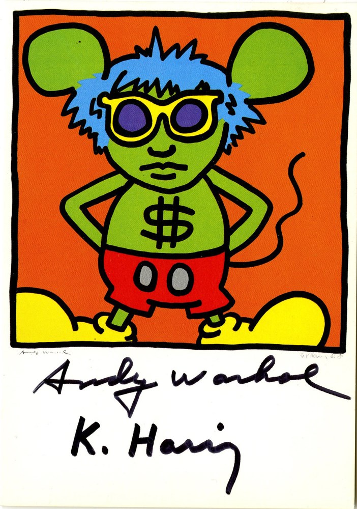 Lot #780: KEITH HARING & ANDY WARHOL - Andy Mouse I, Homage to Warhol - Color offset lithograph