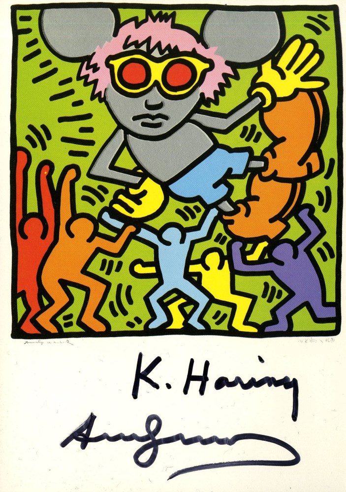 Lot #783: KEITH HARING & ANDY WARHOL - Andy Mouse IV, Homage to Warhol - Color offset lithograph