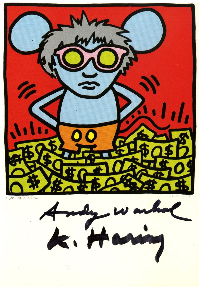 Lot #1528: ANDY WARHOL & KEITH HARING - Andy Mouse III, Homage to Warhol - Color offset lithograph