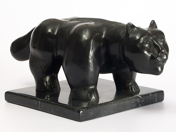 Lot #2030: FERNANDO BOTERO [imputee] - Gato - Bronze sculpture with dark brown patina