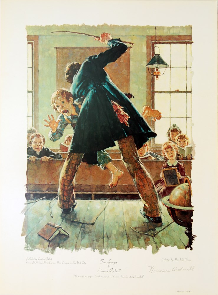 Lot #2187: NORMAN ROCKWELL - Tom Sawyer: The Master's Arm… - Original color collotype