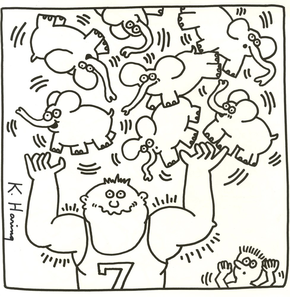 Lot #2470: KEITH HARING - Seven Elephants - Lithograph