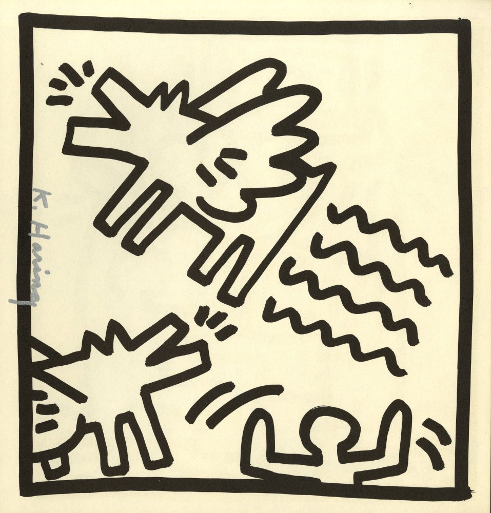 Lot #1558: KEITH HARING - Barking Radiant Angel Dog - Original vintage lithograph