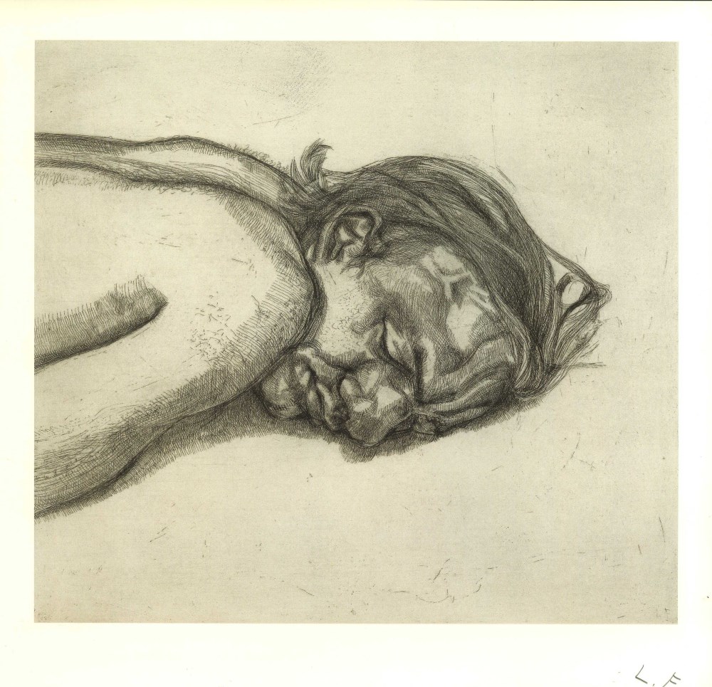 Lot #1846: LUCIAN FREUD - Man Resting - Offset lithograph [following the original etching]