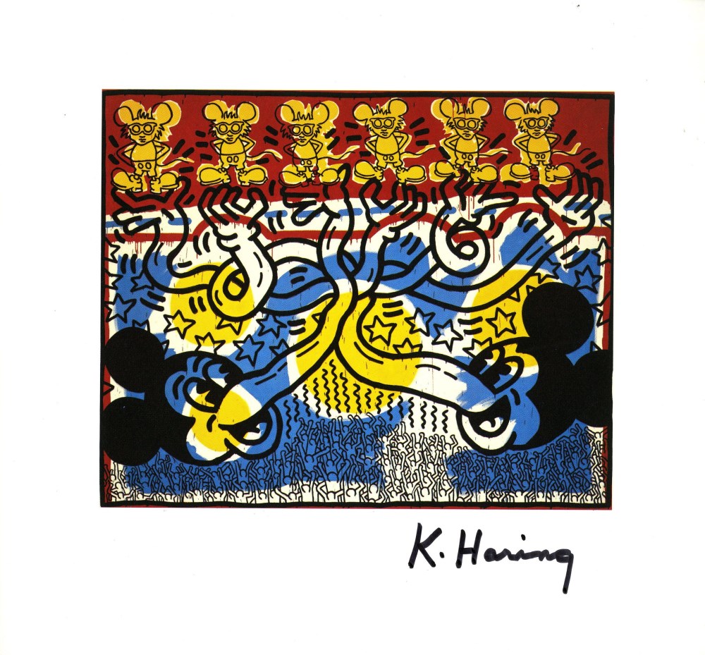 Lot #2203: KEITH HARING - Two Mickeys & Six Andys - Color offset lithograph