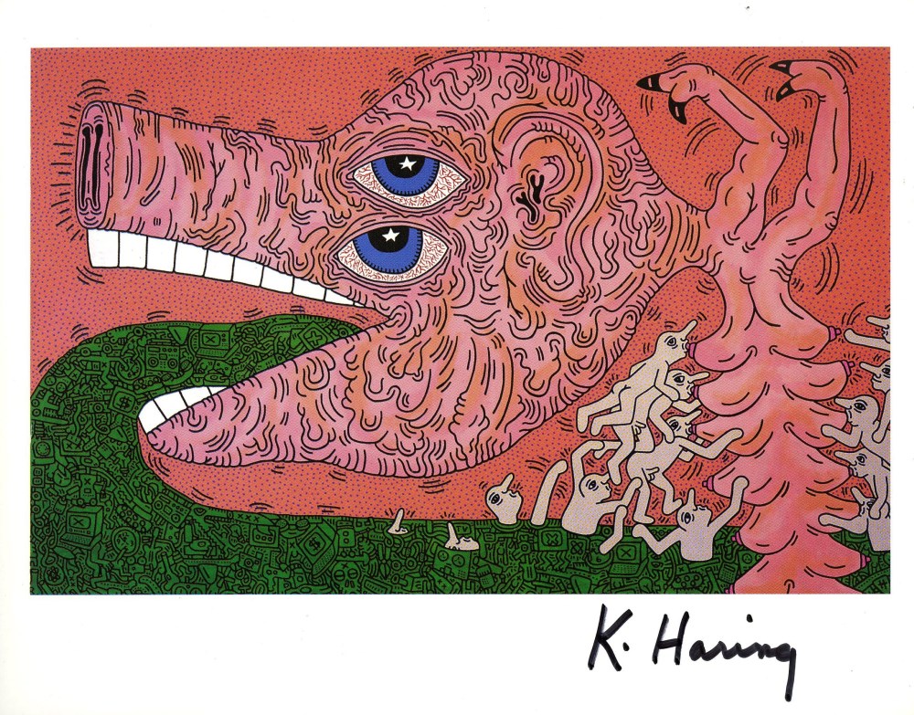 Lot #1945: KEITH HARING - Nursing - Color offset lithograph