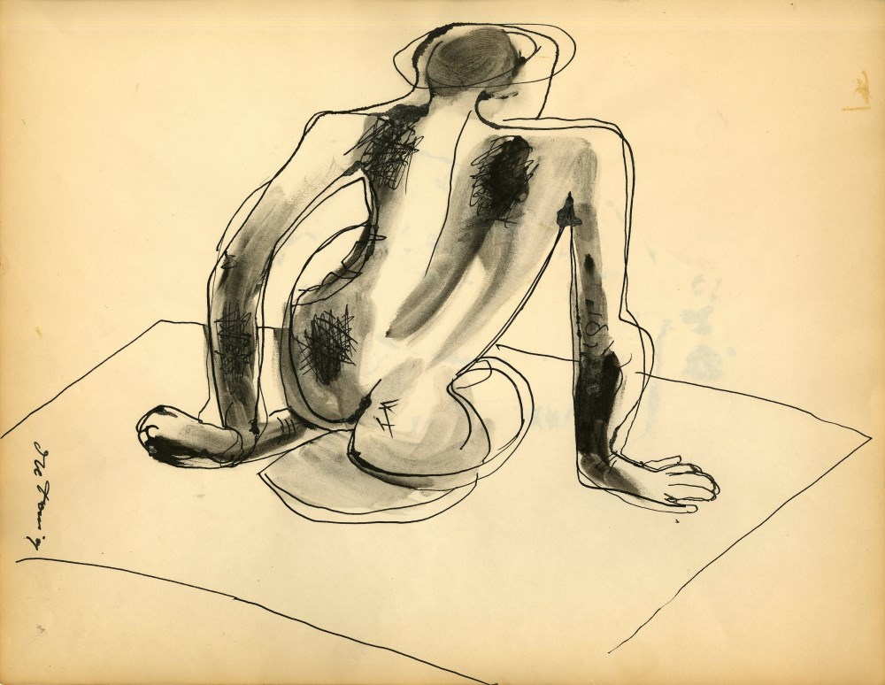 Lot #463: WILLEM DE KOONING - Nude Composition - Ink and wash drawing on paper
