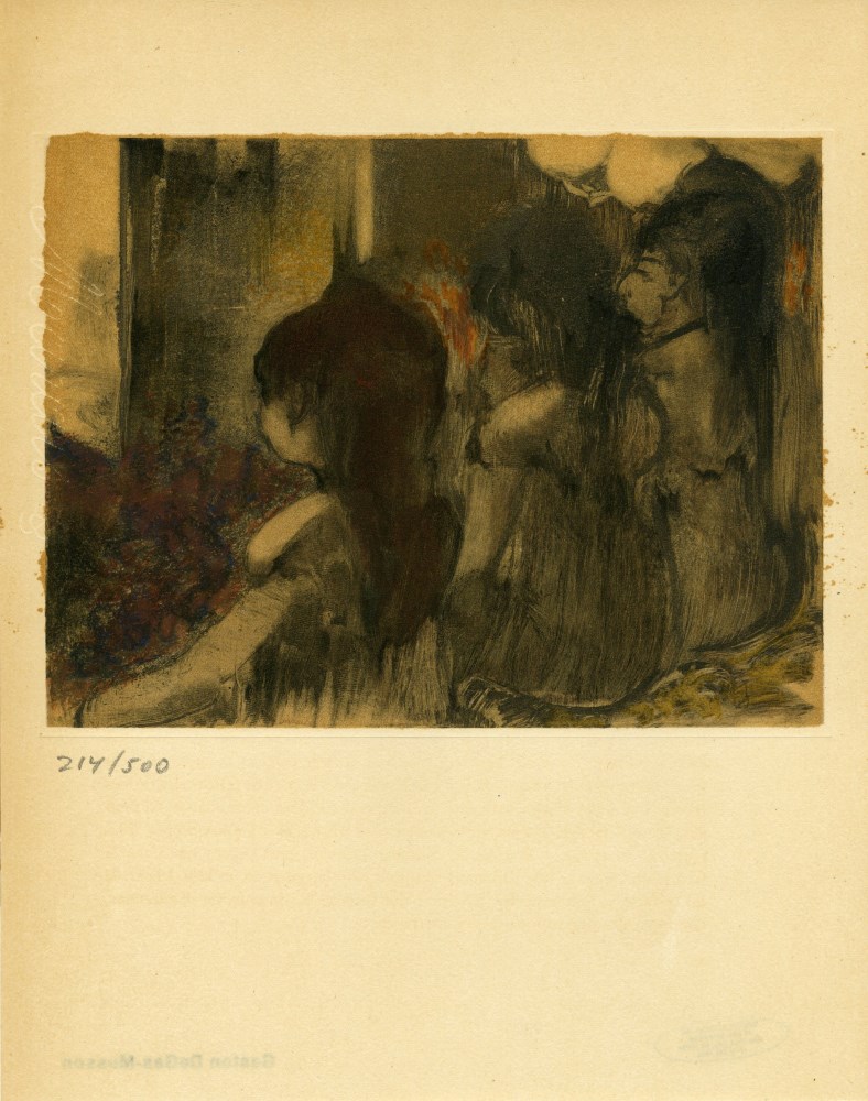 Lot #677: EDGAR DEGAS - Trois filles assises de dos - Original color gravure with pochoir, after the monotype