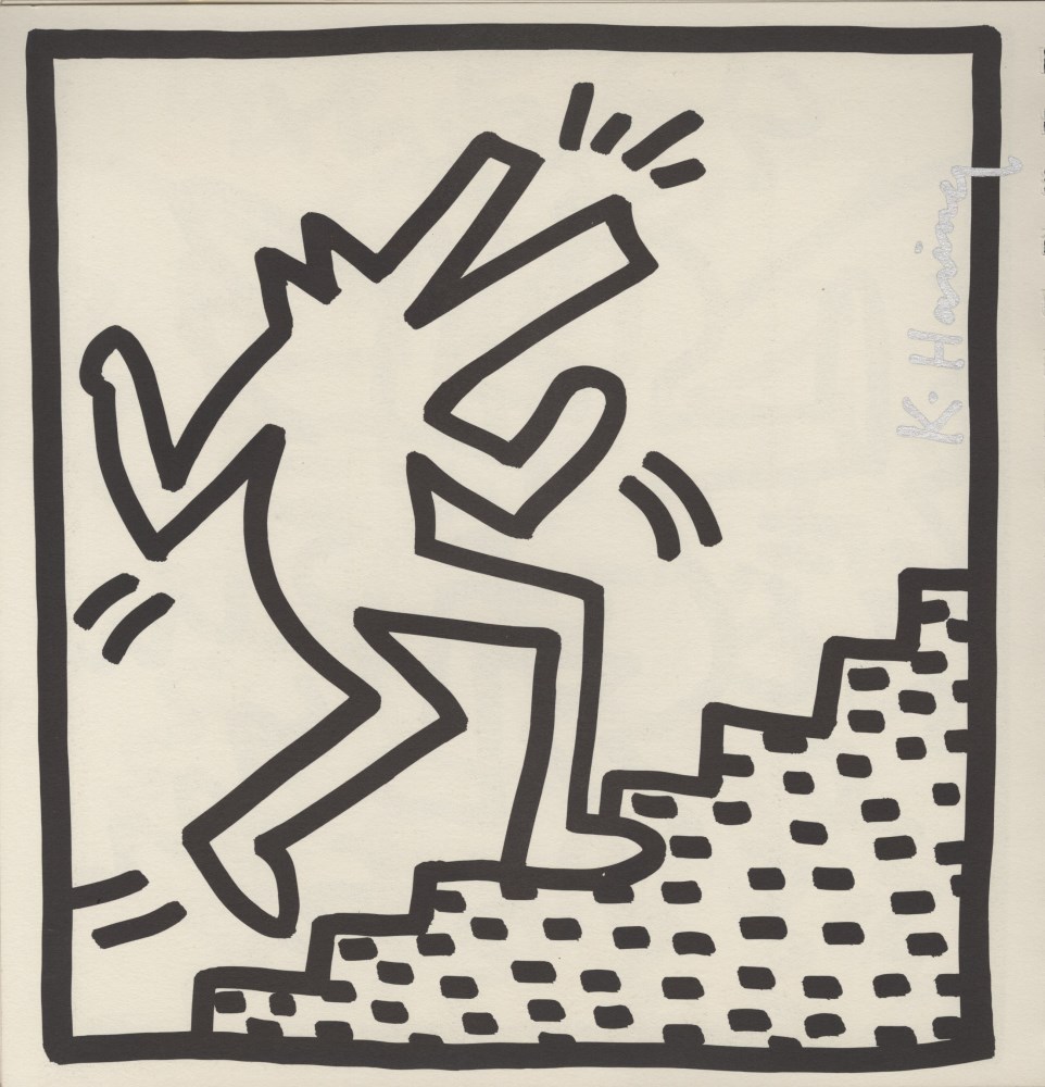 Lot #810: KEITH HARING - Barking Dog on Stairs - Original vintage lithograph