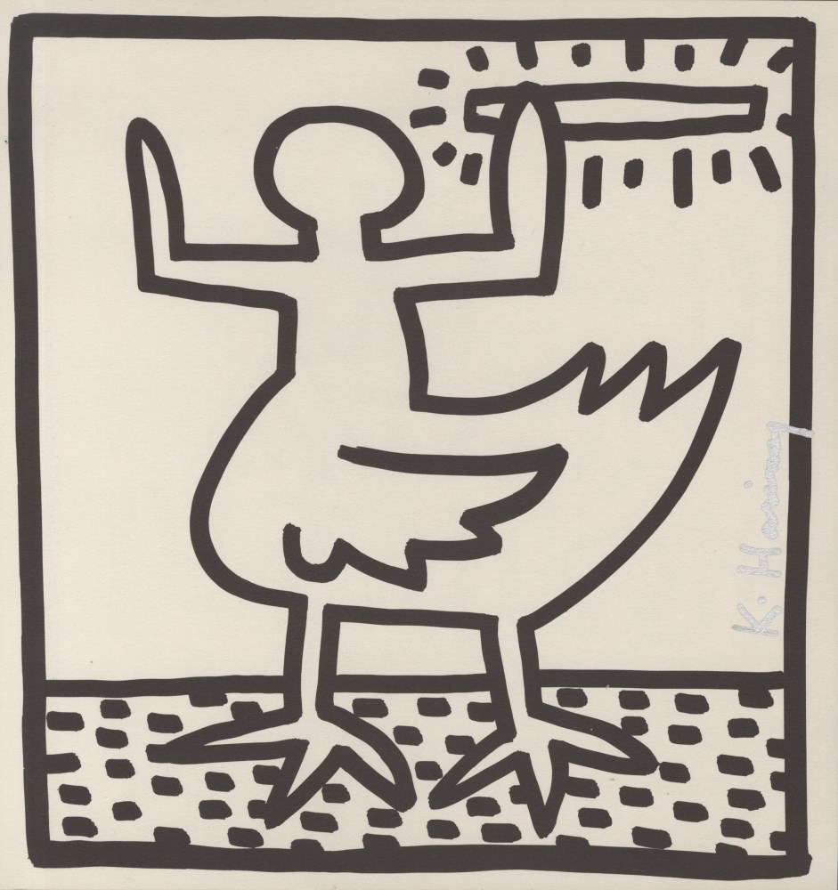Lot #62: KEITH HARING - Bird Man - Original vintage lithograph