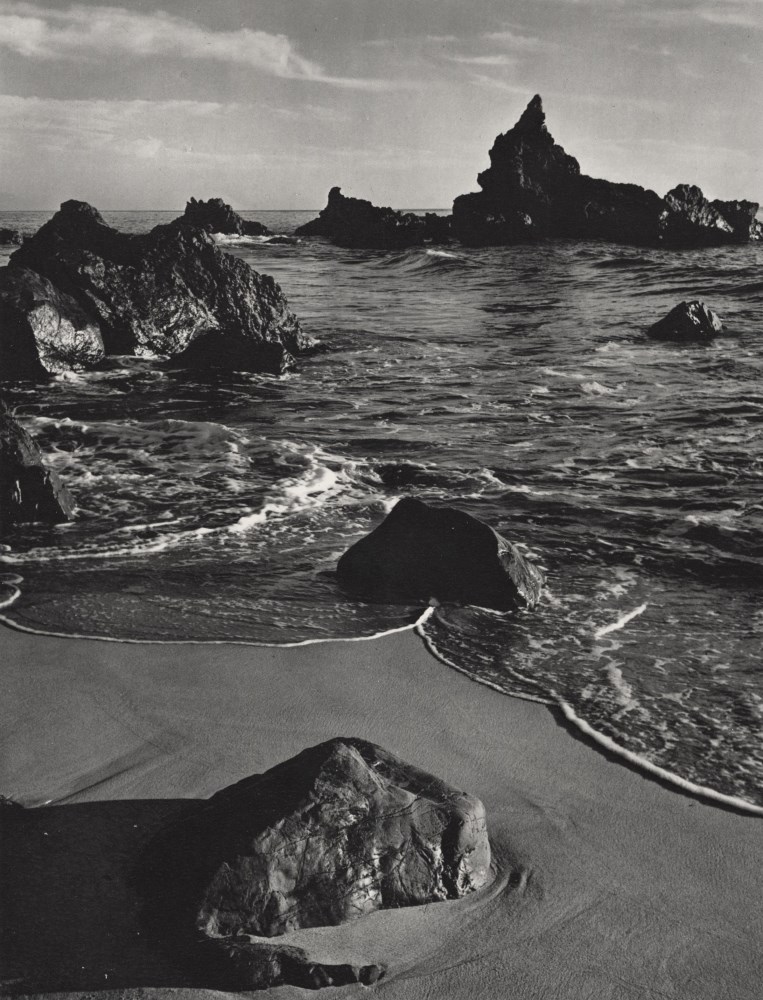 Lot #1314: ANSEL ADAMS - Rock and Surf, Monterey Coast, California - Original photogravure