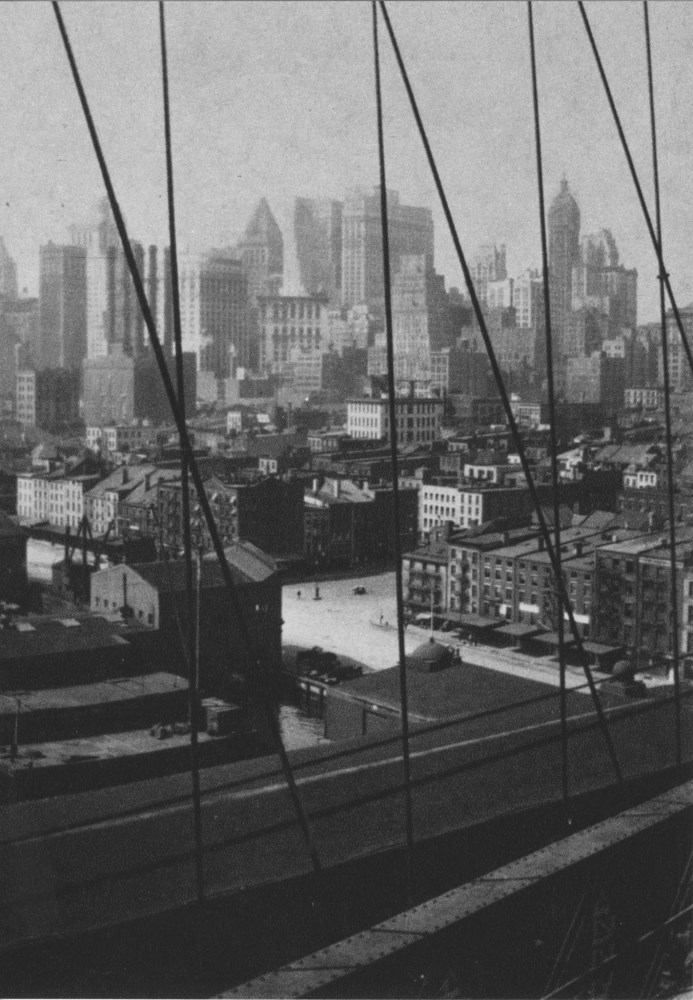 Lot #1120: WALKER EVANS - Manhattan Skyline from Brooklyn Bridge - Original photogravure