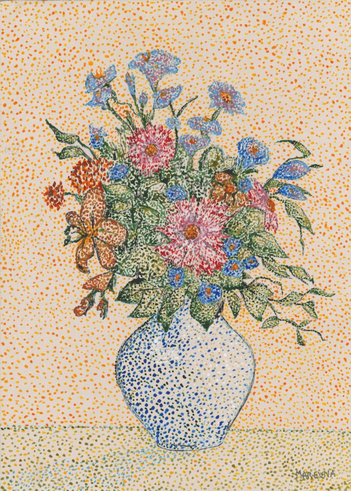 Lot #73: MARIE VOROBIEFF MAREVNA - Bouquet de fleurs - Gouache on paper