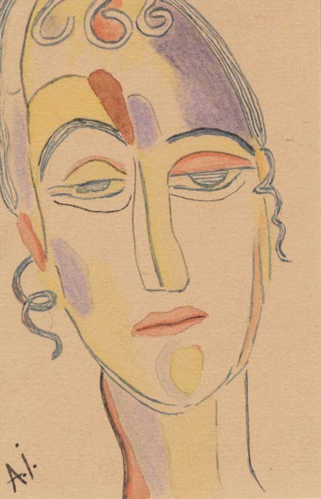 Lot #1518: ALEXEJ VON JAWLENSKY [imputée] - Abstraktes Portrat - Watercolor on paper