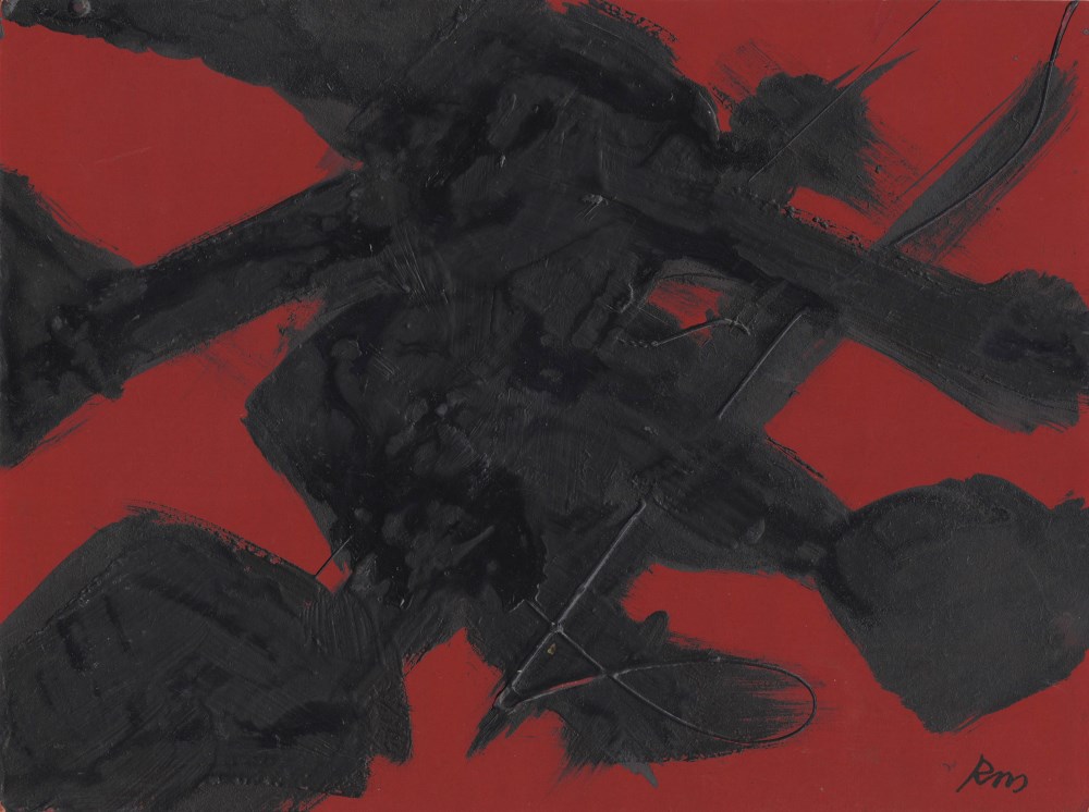 Lot #829: ROBERT MOTHERWELL - Blackness and Redness - Acrylic on board