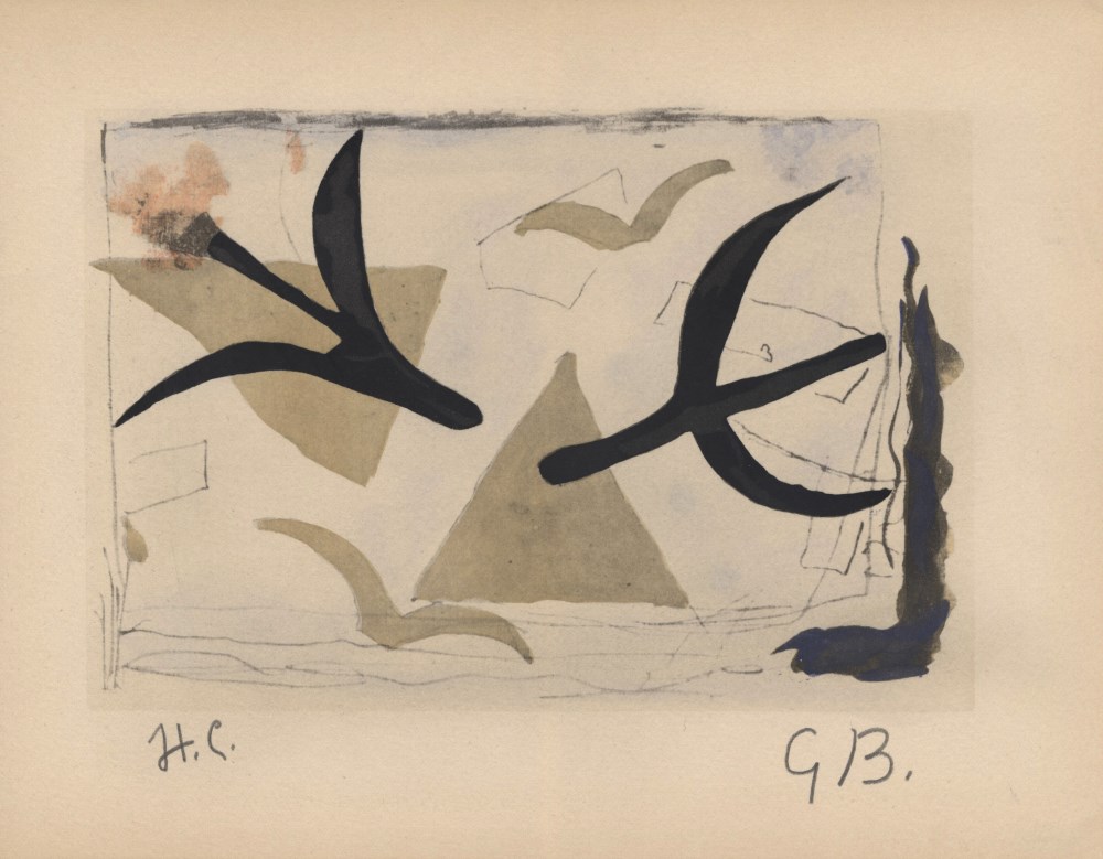 Lot #1219: GEORGES BRAQUE - Oiseaux - Original hand-colored gouache pochoir on collotype