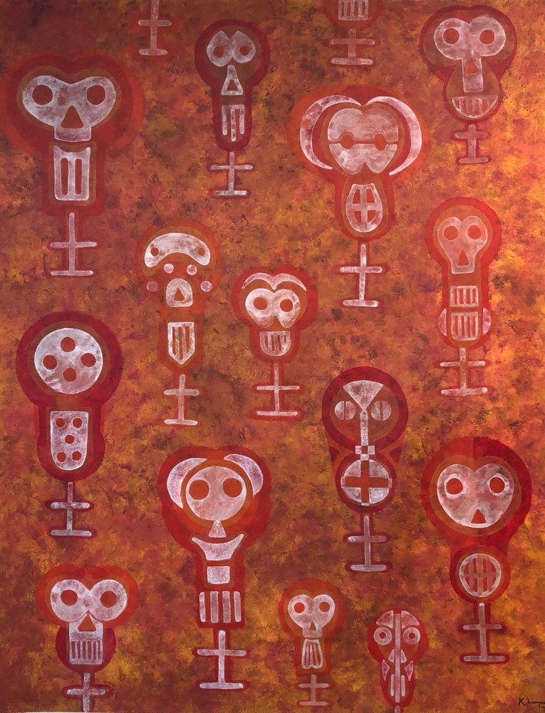 Lot #688: KARIMA MUYAES - Tzompantli - Acrylic on canvas