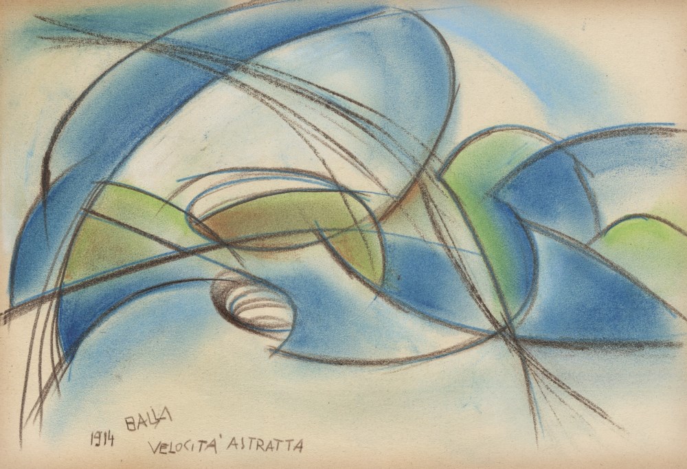 Lot #1473: GIACOMO BALLA - Velocita Astratta - Original color pastel drawing on paper
