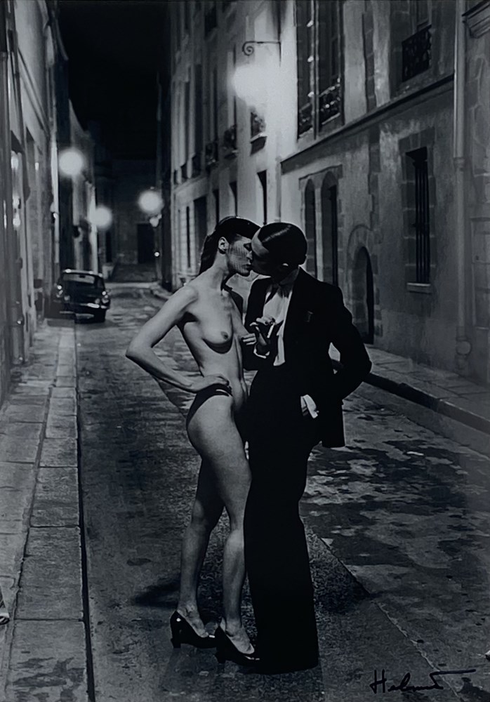 Lot #2045: HELMUT NEWTON - Rue Aubriot III, Fashion Model & Nude Kissing, Paris, 1975 - Original photolithograph