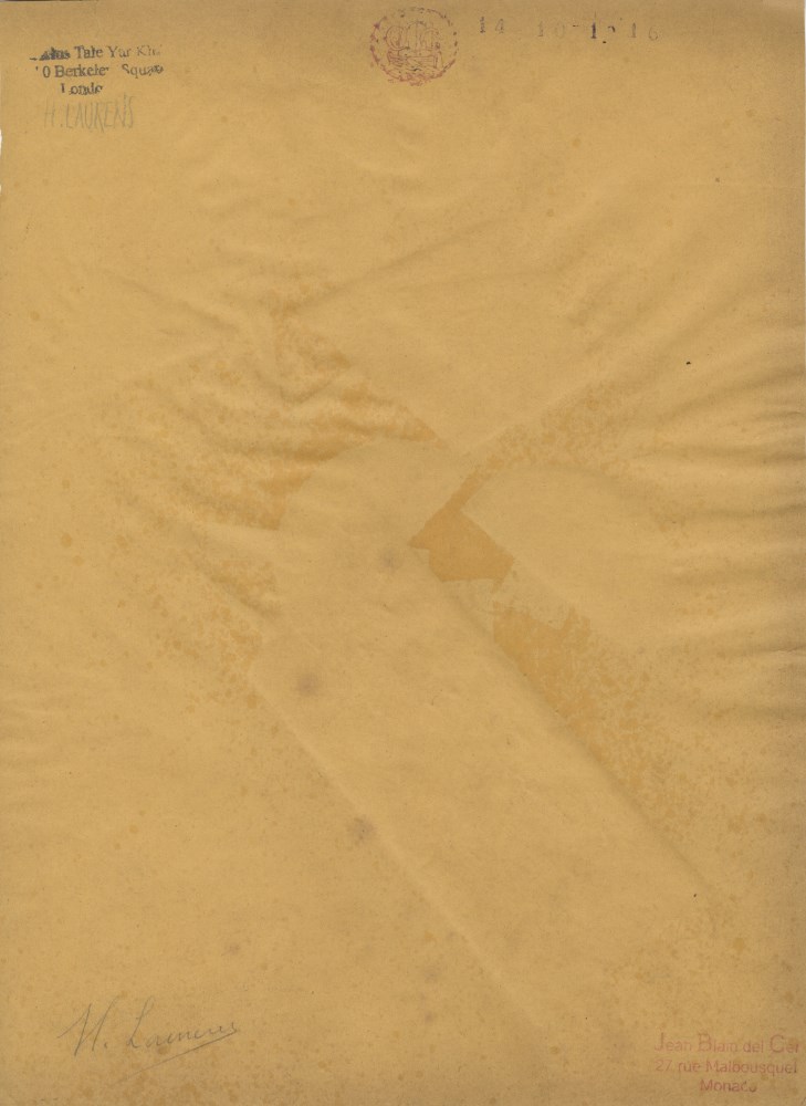 Lot #1546: HENRI LAURENS - Figure cubiste dansante - Papier colle (collage), gouache, and crayon drawing on paper