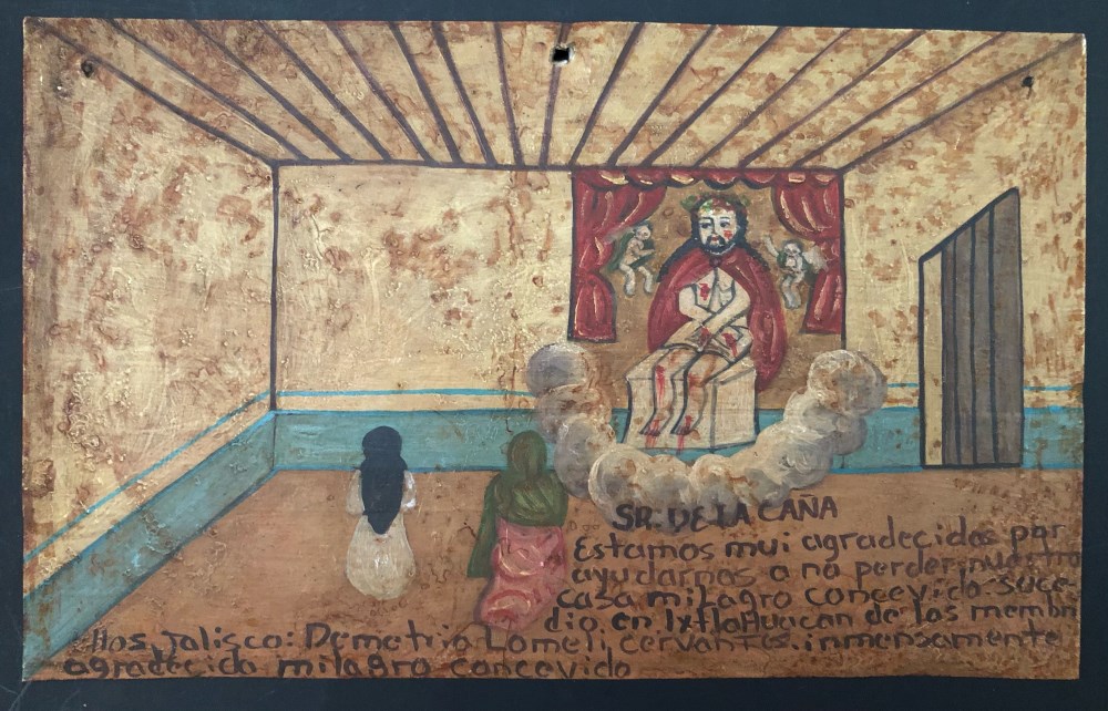 Lot #1482: MEXICAN SCHOOL (EX-VOTO ARTIST) 20TH CENTURY - Vintage Ex-Voto/Retablo: Señor de la Caña - Oil on tin