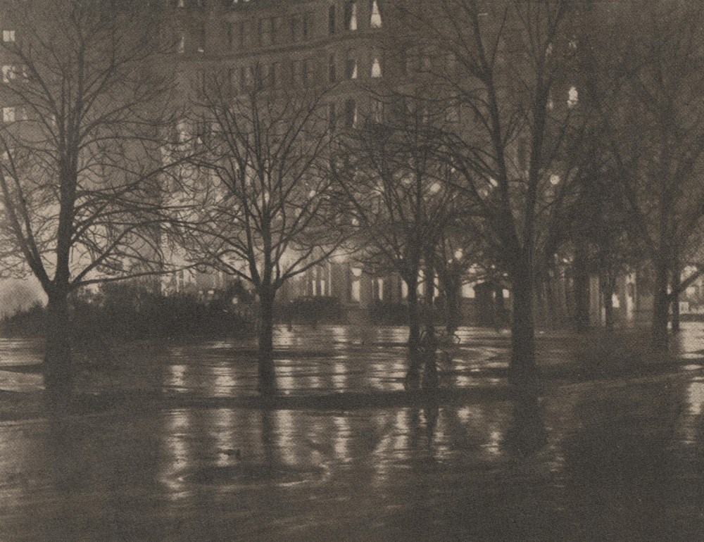Lot #2033: ALFRED STIEGLITZ - Reflections, Night: New York - Original vintage photolithograph